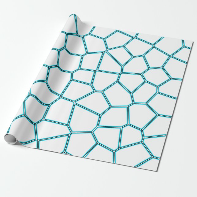 Papel De Presente Células brancas de Turquesa Pálida Abstrato de Min (Desenrolado)