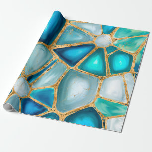 Papel De Presente Células d'água e douradas - oceano