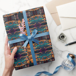 Papel De Presente Cena alegre de celebração de Natal de inverno