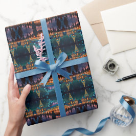 Papel De Presente Cena alegre de celebração de Natal de inverno