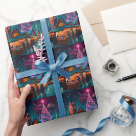 Papel De Presente Cena alegre de Natal de inverno