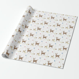 Papel De Presente Cena animal moderna do meio século do inverno com