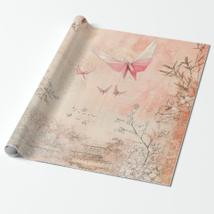 Papel De Presente Cena de Flor de Cerejeira Rosa Serenidade Paisagem