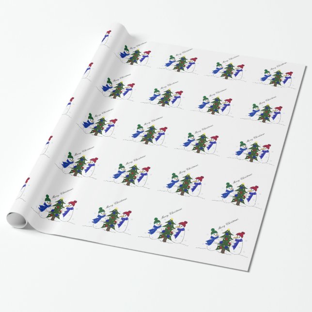 Papel De Presente Cena de Inverno do Boneco de Neve (Desenrolado)