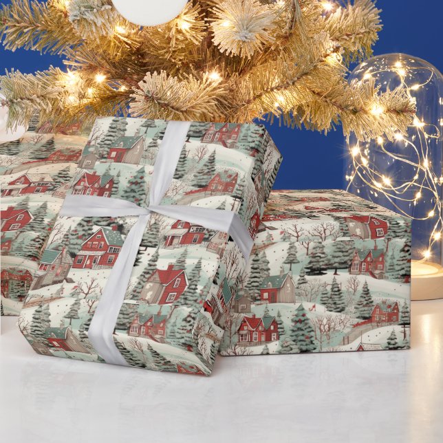 Papel De Presente Cena de inverno festiva (Feriados)