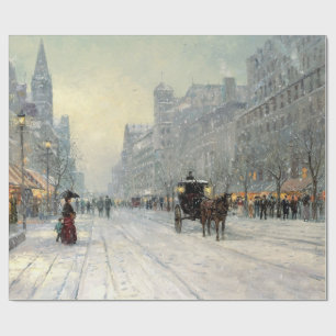 Papel De Presente Cena de Natal da Cidade Vitoriana