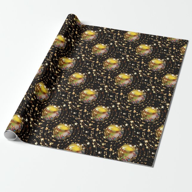 Papel De Presente Cena de Natal da Natividade Baubles - Padrão nas E (Desenrolado)