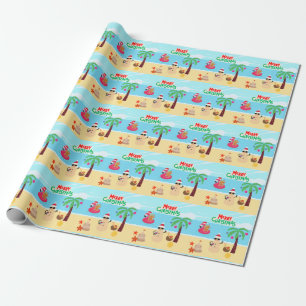 Papel De Presente Cena de Natal de Praia