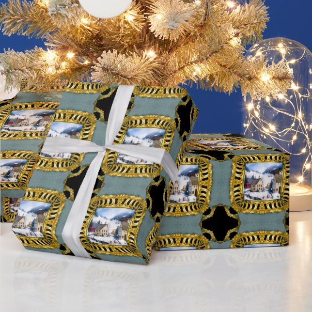 Papel De Presente Cena de Neve Feriada Feliz Natal (Feriados)