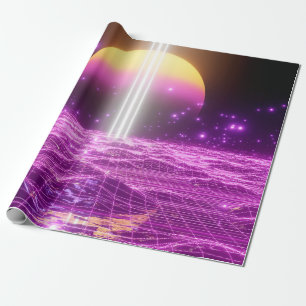 Papel De Presente Cena de pop de arte de ficção científica rosa m
