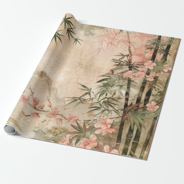 Papel De Presente Cena do Jardim de Cerejeiras (1) (Desenrolado)