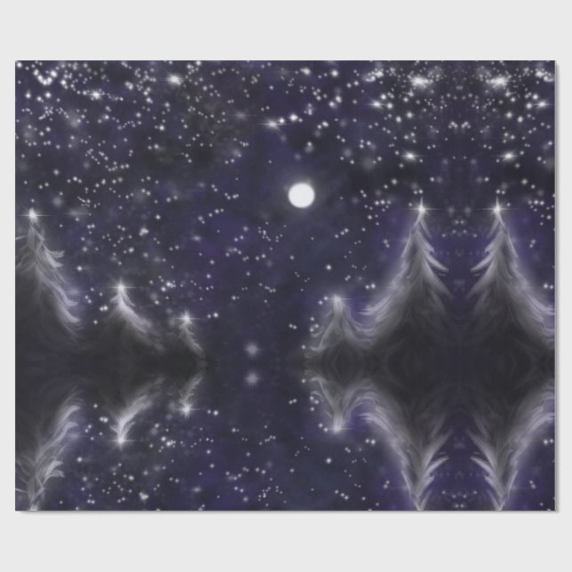 Papel De Presente Cena noturna silenciosa de Natal - romântica com n (Aberto)