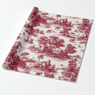 Papel De Presente Cena Rural da Toalha Vermelha (6)