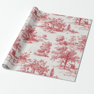Papel De Presente Cena Rústica em Toile Vermelho (10)
