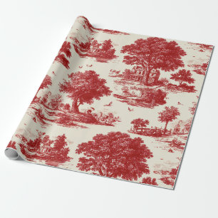 Papel De Presente Cena Rústica em Toile Vermelho (12)