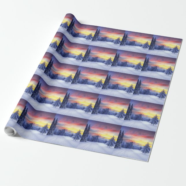 Papel De Presente Cenário de inverno (Desenrolado)