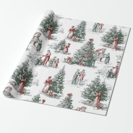 Papel De Presente Cenas de Árvores de Natal Antigas