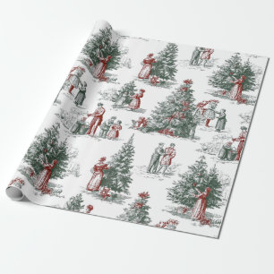Papel De Presente Cenas de Árvores de Natal Antigas