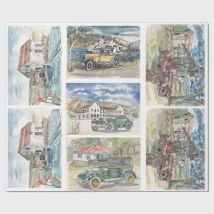 Papel De Presente Cenas de carro vintage