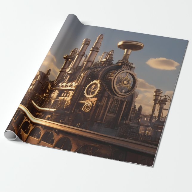 Papel De Presente Central elétrica Steampunk Neo-Victorian (Desenrolado)