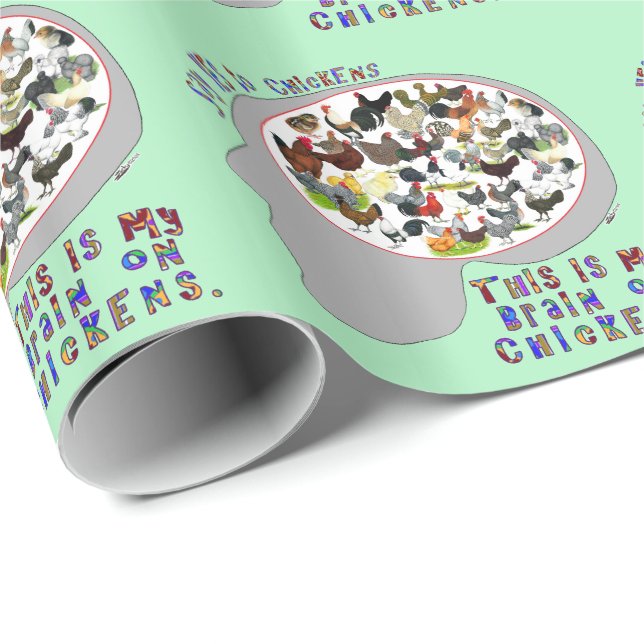Papel De Presente Cérebro Em Galinhas (Ponta do rolo)