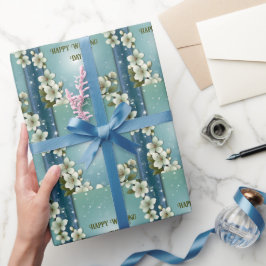 Papel De Presente Cereja Whimsical floresce com Sparkles