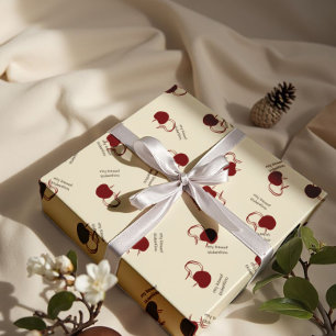 Papel De Presente Cerejas Burgundy & Rascunho Doce – Dia dos Namorad