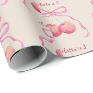 Papel De Presente Cerejas e arco personalizados infantis