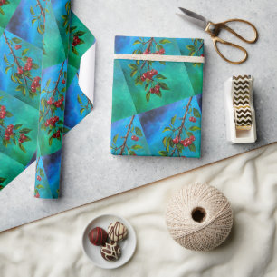 Papel De Presente Cerejas Vermelhas ao Amanhecer de Verão Pintura de