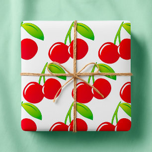 Papel De Presente Cerejas Vermelhas Maduras e Brilhantes