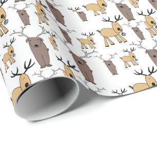 Papel De Presente Cerveja Cute Deer Buck Touro Elk Desenhado à Mão B
