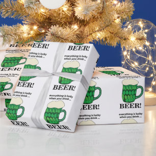 Papel De Presente Cerveja Verde Sorte Dia de São Patrício Cerveja Ve
