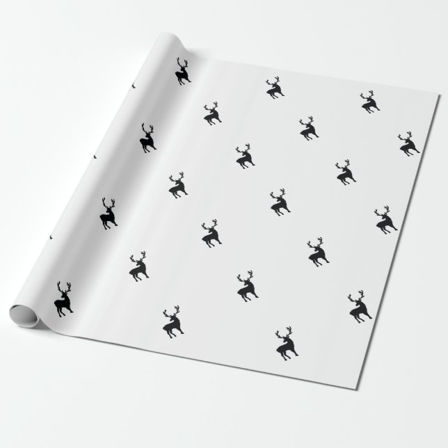 Papel De Presente Cervos preto e branco (Desenrolado)