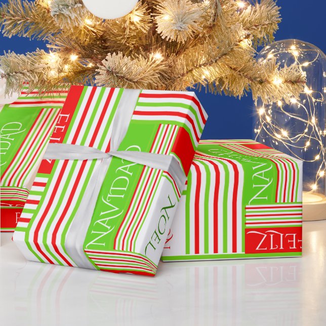 Papel De Presente C'est Noel Striped Pattern Feliz Natal (Feriados)