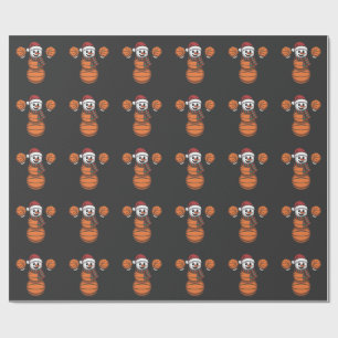 Papel De Presente Cesta de Boneco de Neve Basquetebol Natal Santa Be