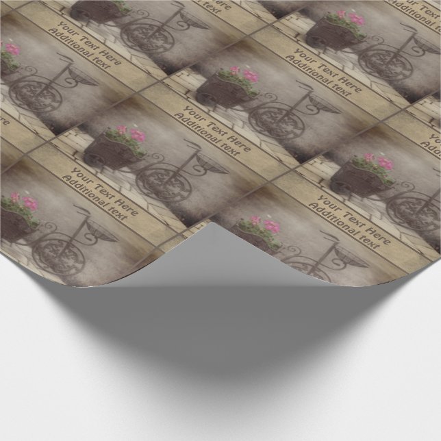 Papel De Presente Cesta de Flor Antiquada de Bicicleta Personalizada (Ponta)