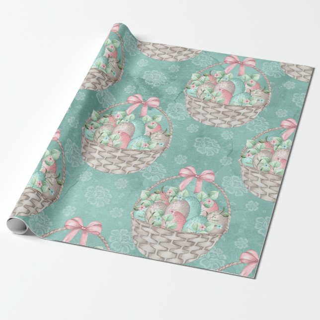 Papel De Presente Cesta de Páscoa Fofa (Desenrolado)