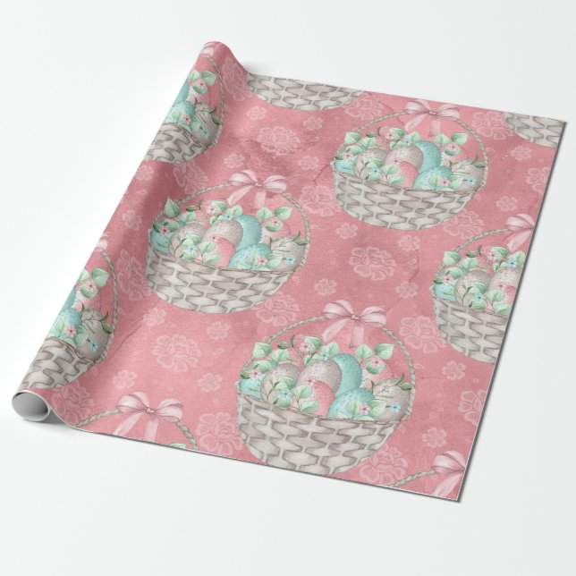 Papel De Presente Cesta de Páscoa Fofa (Desenrolado)