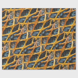 Papel De Presente Cesta de Weave do linho do azul de Aotearoa Nova