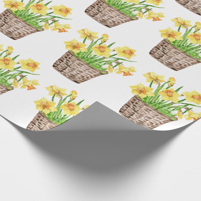 Papel De Presente Cesta Floral de Daffodils Primavera bonito (Ponta)