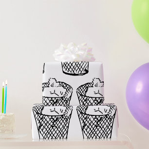 Papel De Presente Cesto de lixo de tela de arame preto e branco