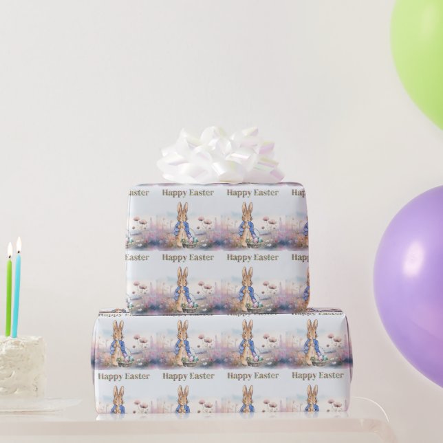 Papel De Presente Cesto de Páscoa do coelho clássico Feliz Páscoa (Presentes para festas)