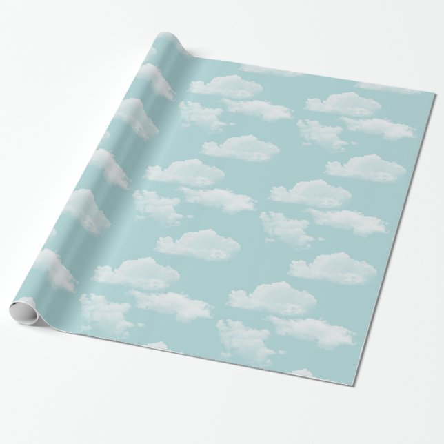 Papel De Presente Céu azul com nuvens (Desenrolado)
