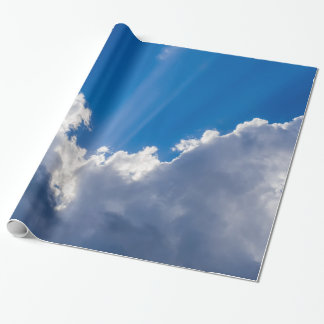 Papel De Presente Céu azul com nuvens e raio de luz do sol brancos