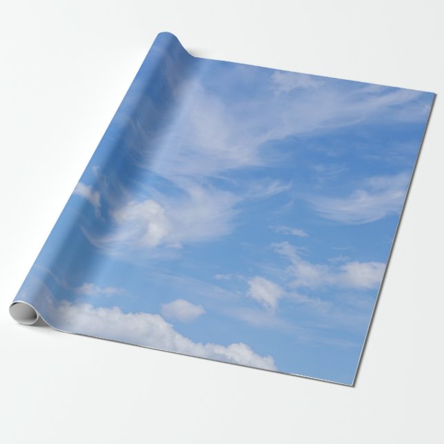 Papel De Presente Céu Azul com Nuvens Sabedoras (Desenrolado)