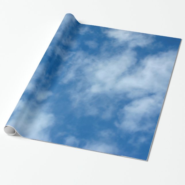 Papel De Presente Céu Azul com Papel de Moldagem de Fotos em Nuvens (Desenrolado)