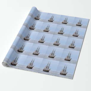 Papel De Presente Céu Azul de Barcos de Pesca Náuticos