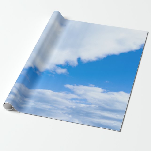 Papel De Presente Céu azul e nuvens brancas (Desenrolado)