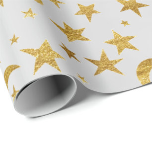 Papel De Presente Céu metálico Dourado elegante das cinzas de prat