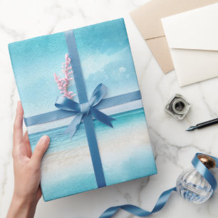 Papel De Presente Céus Azuis Areia Praia Oceano Água